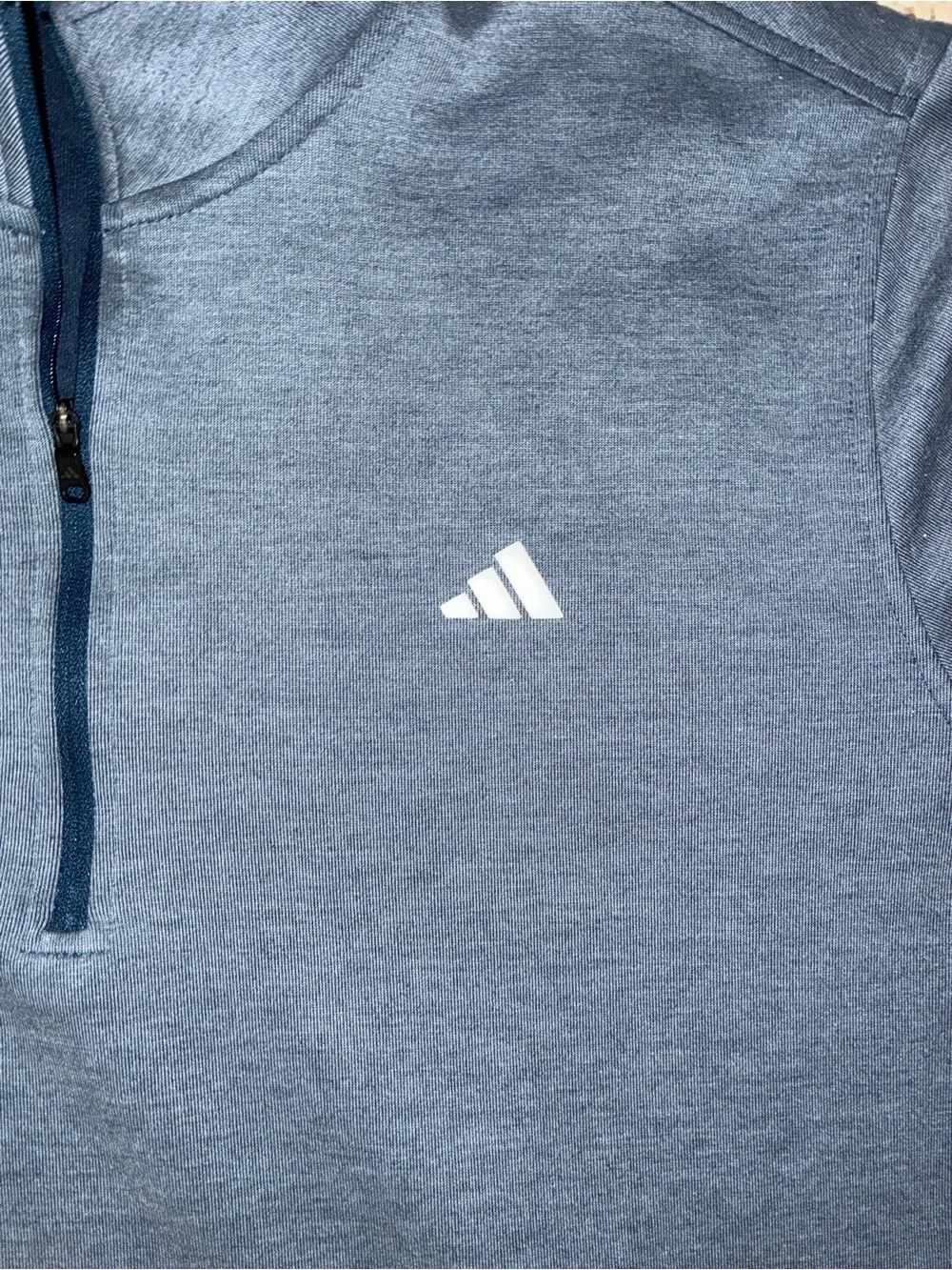 EUC Adidas Men's Quarter Zip Pullover Large Athletic Golf Training Sweatshirt